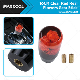 compare product 10CM Clear Red Real Flowers Manual Gear Stick Shift Knob Lever Shifter