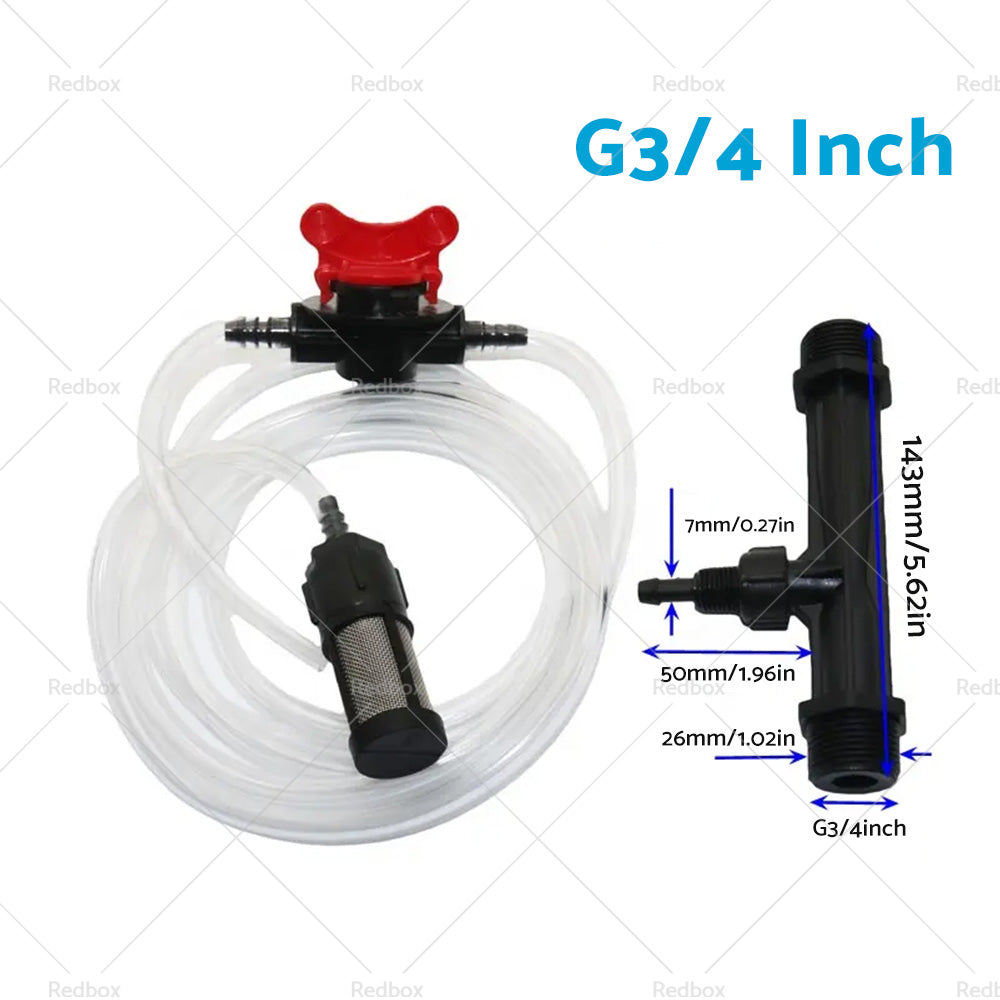 1/2 3/4 Irrigation Venturi Fertilizer Kit Injector Water Tube Switch Filter