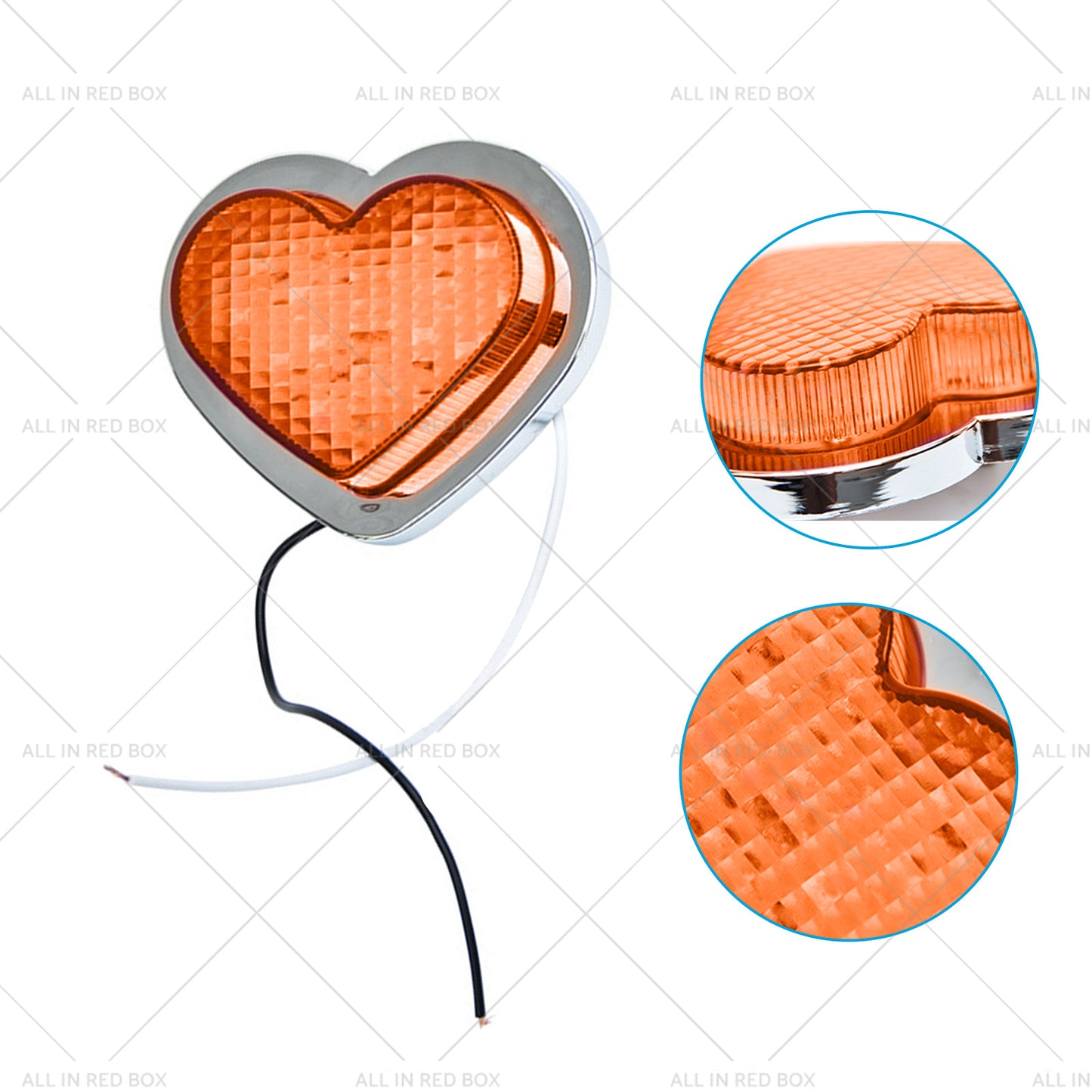 {{ Heart Pair 12V LED Side Marker Indicators Clear Flash Amber }} - Buy Car Parts Online at {{ Kaka Auto Parts }}.