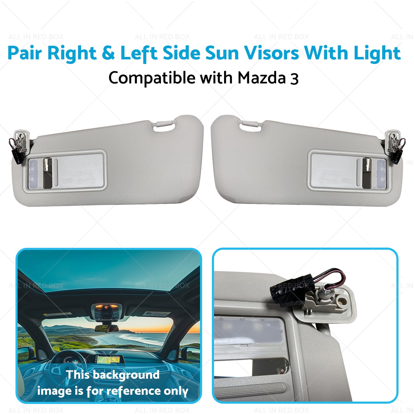 {{ BBM369270C75 2x Right and Left Side Sun Visors With Light Suitable for 10-13 Mazda 3 }} - Buy Car Parts Online at {{ Kaka Auto Parts }}.