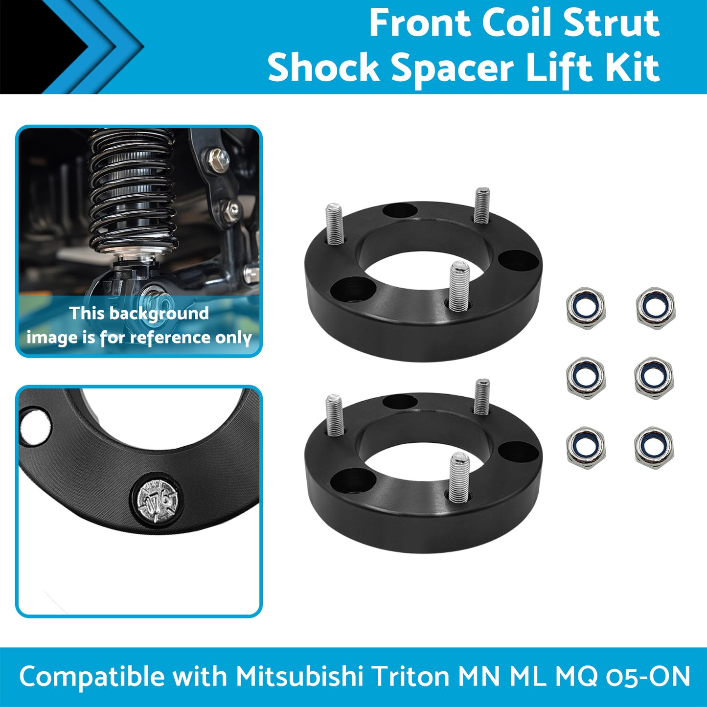 25mm Front Coil Spacer Kit Suitable For Mitsubishi Triton MN ML MQ 2005-ON