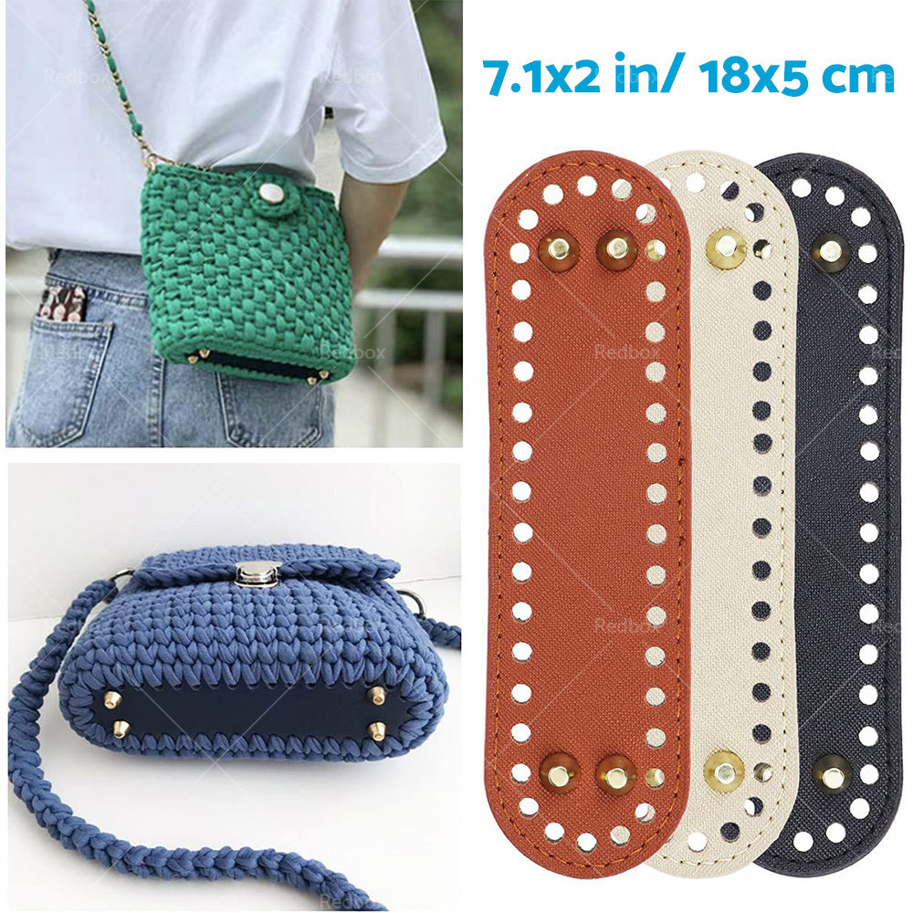 8PCS PU Leather Shaper Base Pad DIY Crochet Bag Bottom Oval Knitting Accessories
