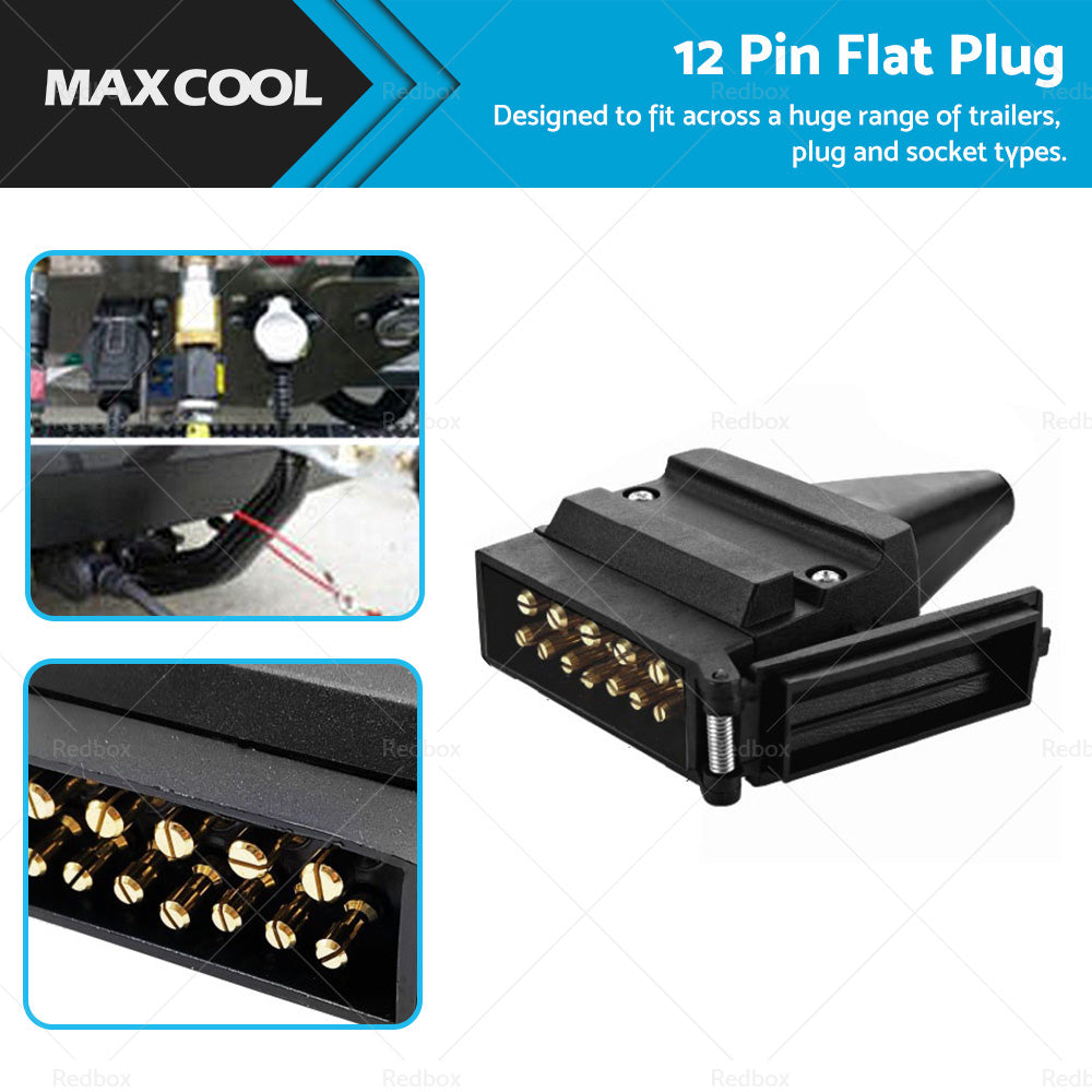 82171BL 12 Pin Flat Connector Plug Suitable For Trailer Caravan Boat Vehicle