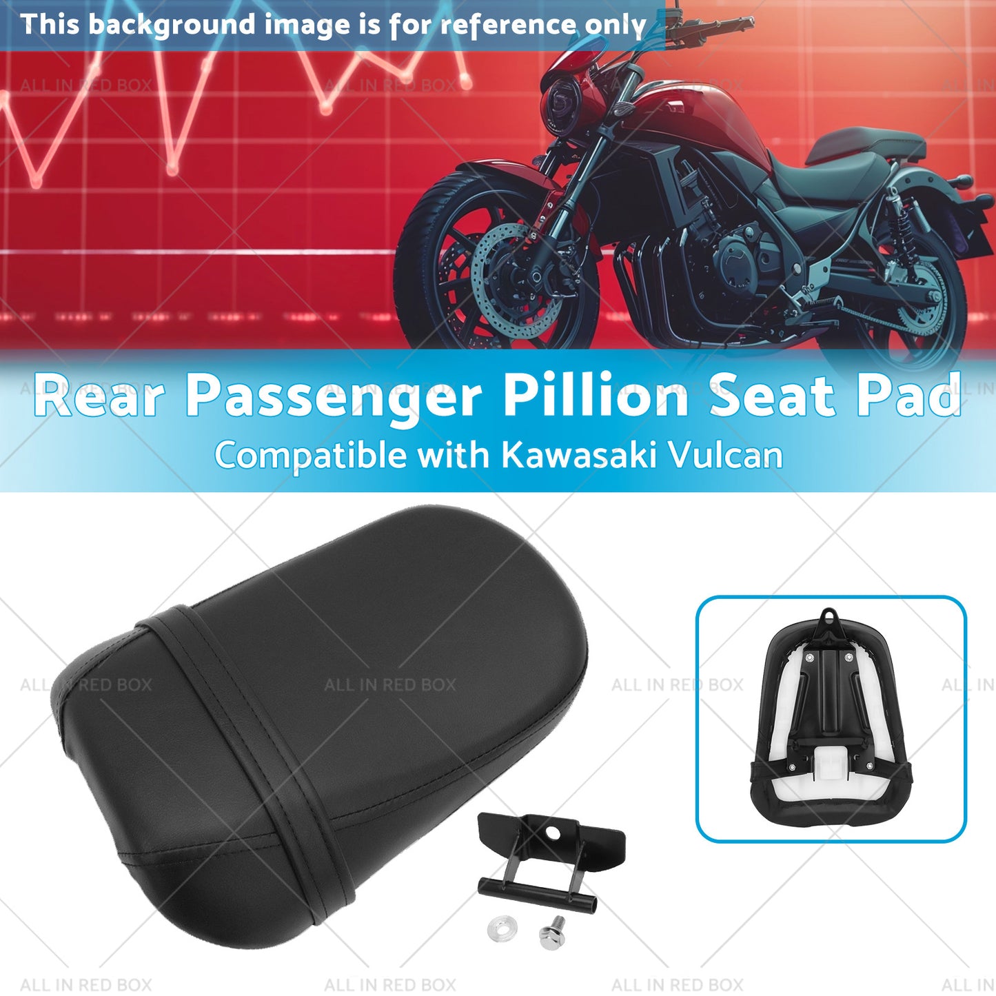 {{ Rear Passenger Pillion Seat Pad Suitable for Kawasaki Vulcan VN650 S650 15-21 }} - Buy Car Parts Online at {{ Kaka Auto Parts }}.
