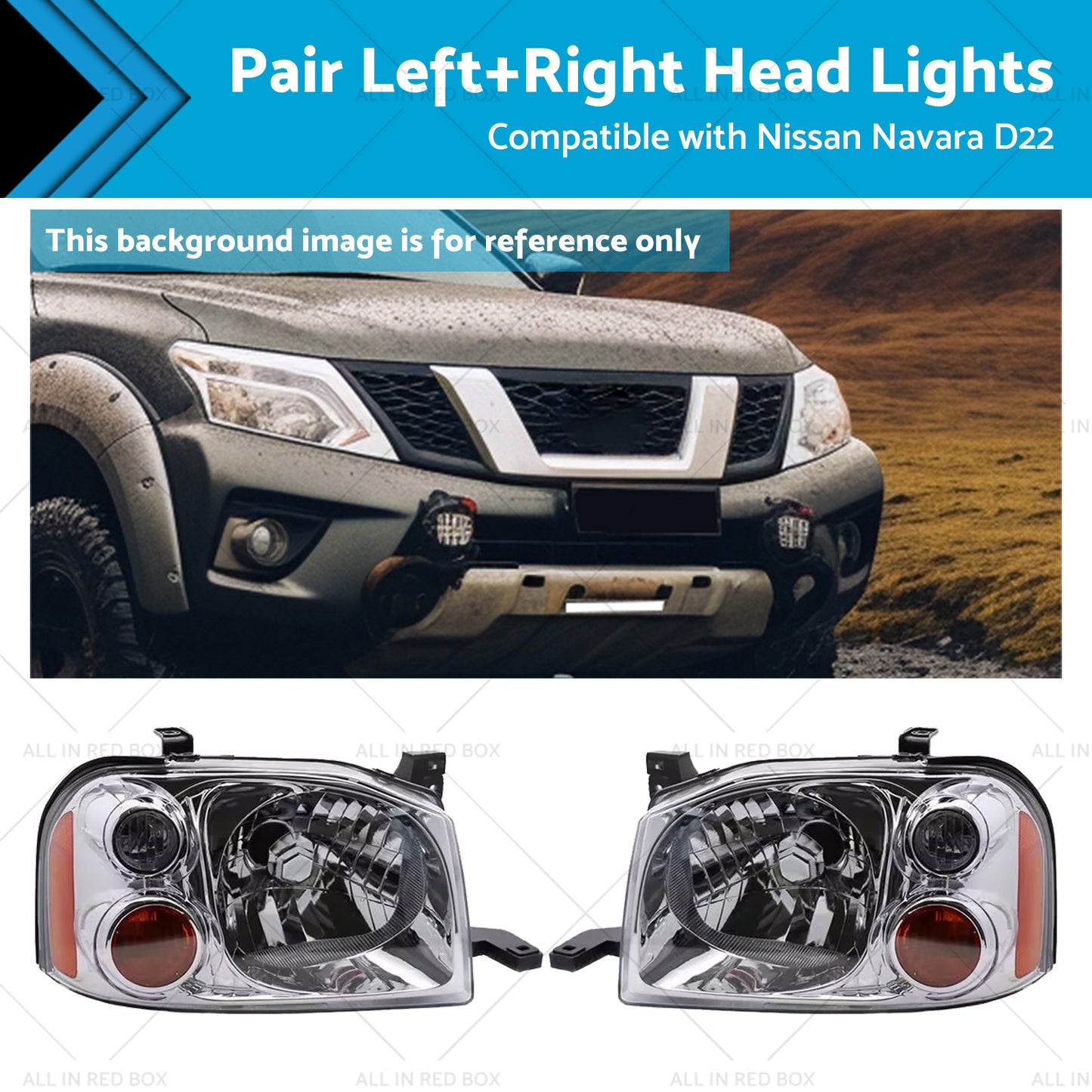 {{ LeftRight Pair Light Front Lamp Head Lights Suitablefor Nissan Navara D22 01-15 }} - Buy Car Parts Online at {{ Kaka Auto Parts }}.