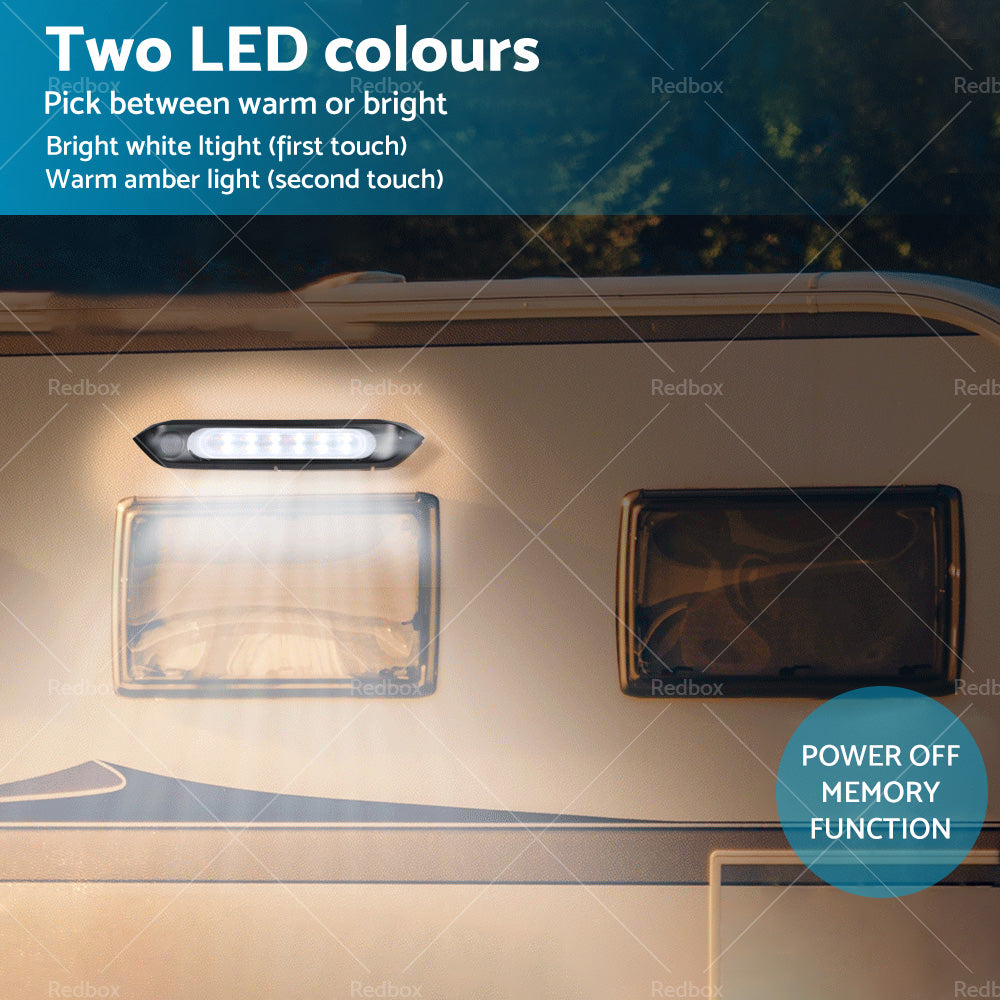 287MM DUAL LED BUG LIGHT 12 or 24V AWNING LIGHT AMBER or WHITE LIGHTS W or SWITCH