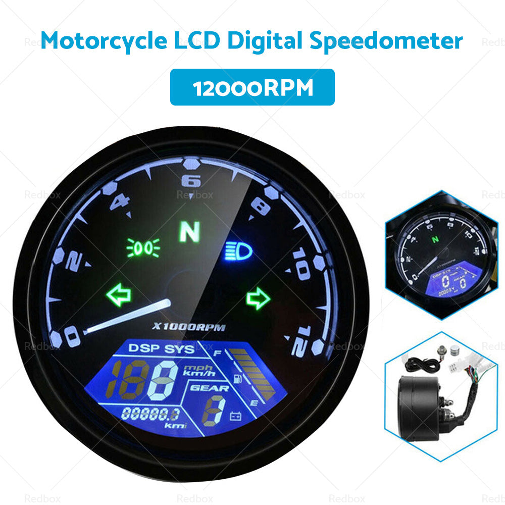 {{ Universal Digital Motorcycle Odometer Speedometer Tachometer Gauge LCD Backlight }} - Buy Car Parts Online at {{ Kaka Auto Parts }}.