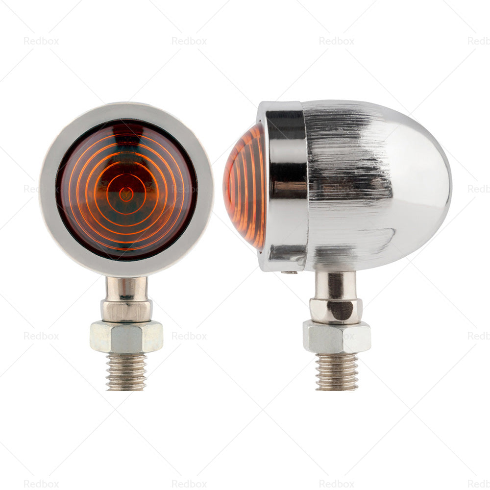 {{ 4x Chrome Motorcycle Amber Bullet Turn Signal Indicators Blinkers Universal Lamp }} - Buy Car Parts Online at {{ Kaka Auto Parts }}.