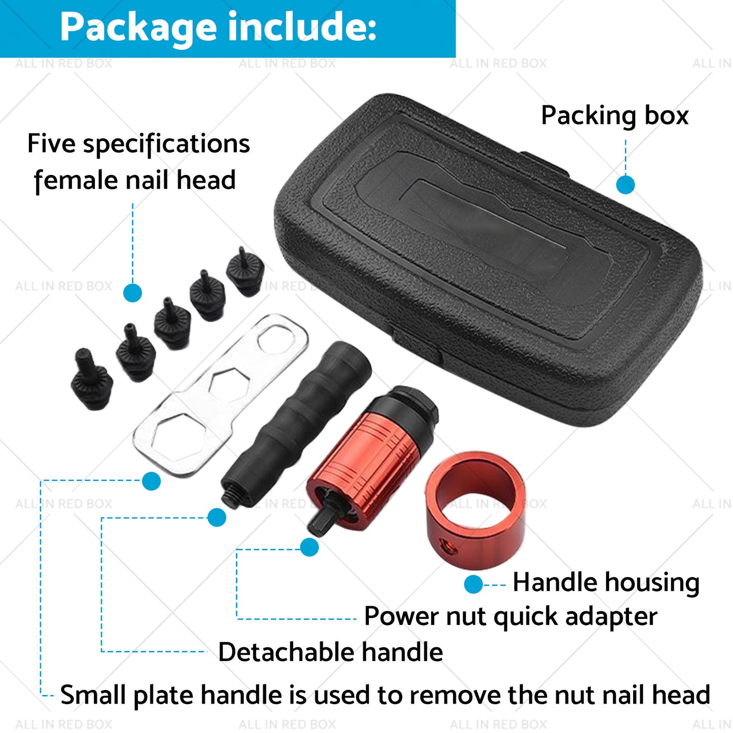 {{ Rivet Nut Tool M3-8 Nutsert Adapter Suitable for Hand Wrench Electric Drill }} - Buy Car Parts Online at {{ Kaka Auto Parts }}.