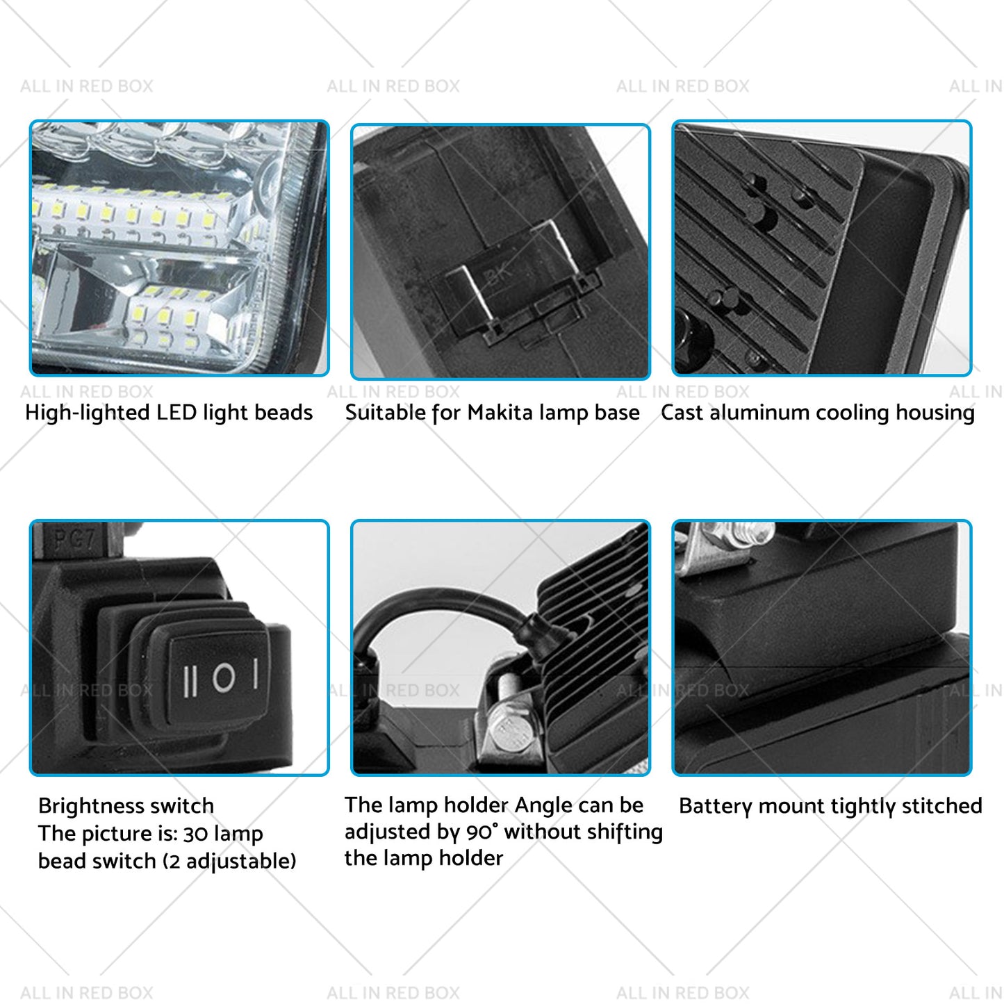 {{ 18V 4in LED Work Light Torch Camping Flashlights 2USB Suitablefor Makita Battery }} - Buy Car Parts Online at {{ Kaka Auto Parts }}.