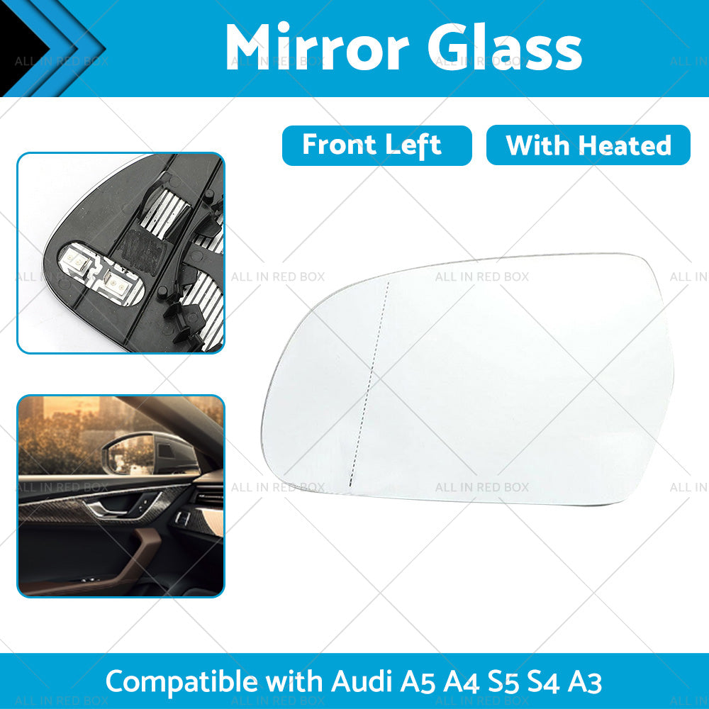 {{ Left Side Mirror Glass with Heated Back Base Suitable for Audi A3 A4 S4 A5 S5 }} - Buy Car Parts Online at {{ Kaka Auto Parts }}.