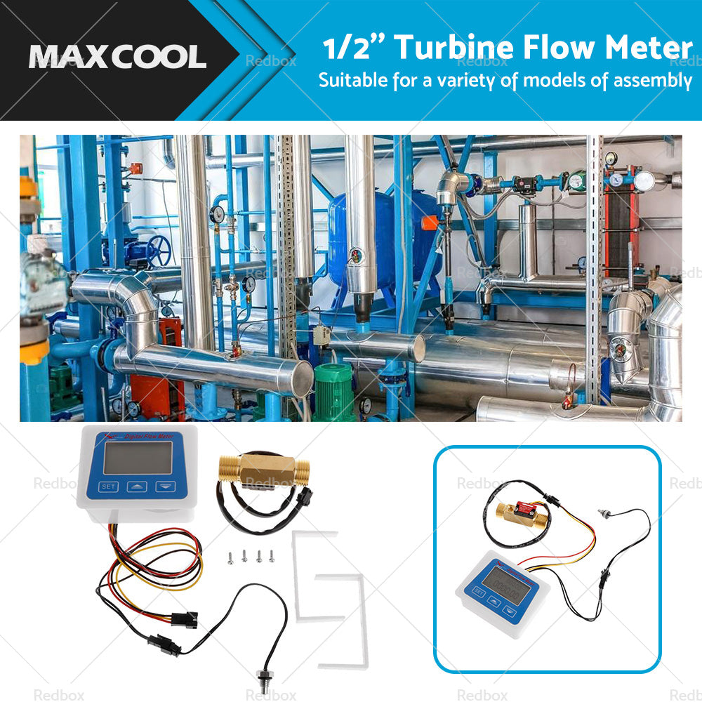 Digital LED Turbine Gauge Kerosene Fuel Water Flow Meter Sensor Meter 1 or 2''