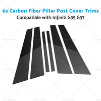 6x Carbon Fiber Pillar Post Cover Trims Suitable for Infiniti G35 02-13