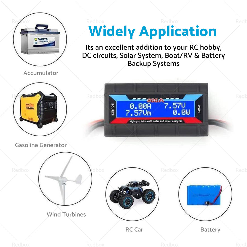 200 Amp Digital Watt Meter Power Analyser Solar Caravan Anderson Style Plug 12V