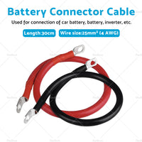 30cm Battery joiner Connector Lead DC Wire 100A 12V 24V Cable  and  lugs Red  and  Black