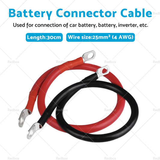 30cm Battery joiner Connector Lead DC Wire 100A 12V 24V Cable  and  lugs Red  and  Black