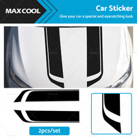 2pcs Wide Black Racing Car Hood Stripe Decal Auto Vinyl Bonnet Sticker Universal