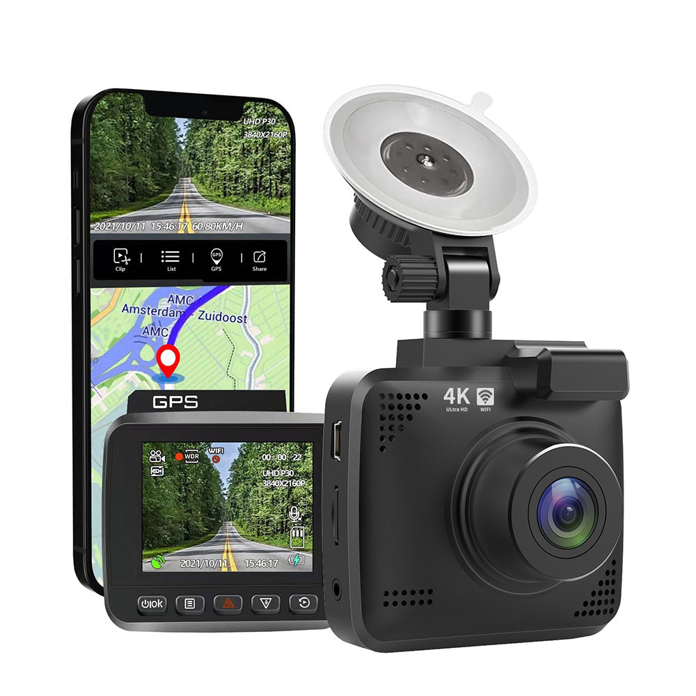 4K Car Dash Camera Recorder Suitable For Vehicles Built-in WiFi GPS UHD 2160P LCD 170?? WDR Night Vision