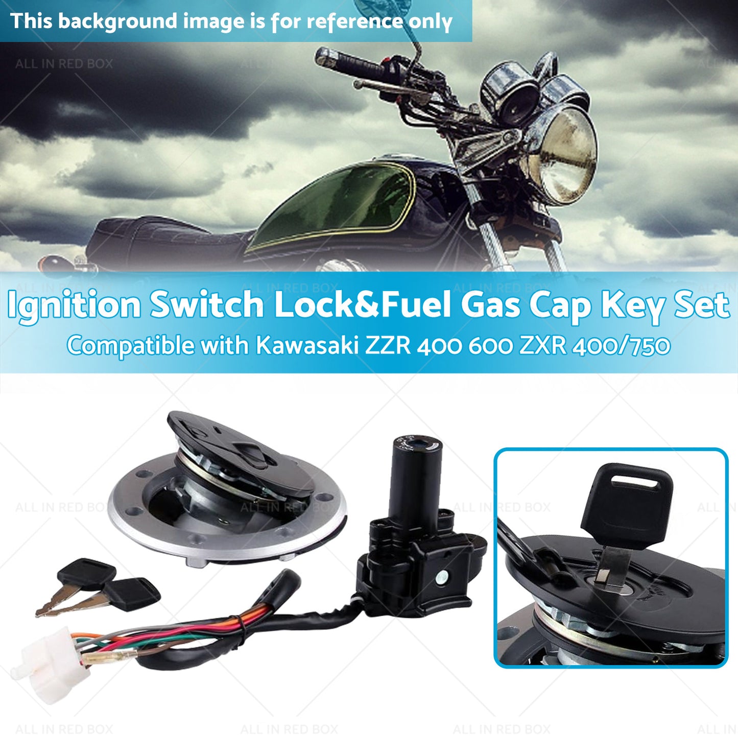 For Kawasaki ZZR 400 600 ZXR 400 750 Ignition Switch Lock and Fuel Gas Cap Key Set