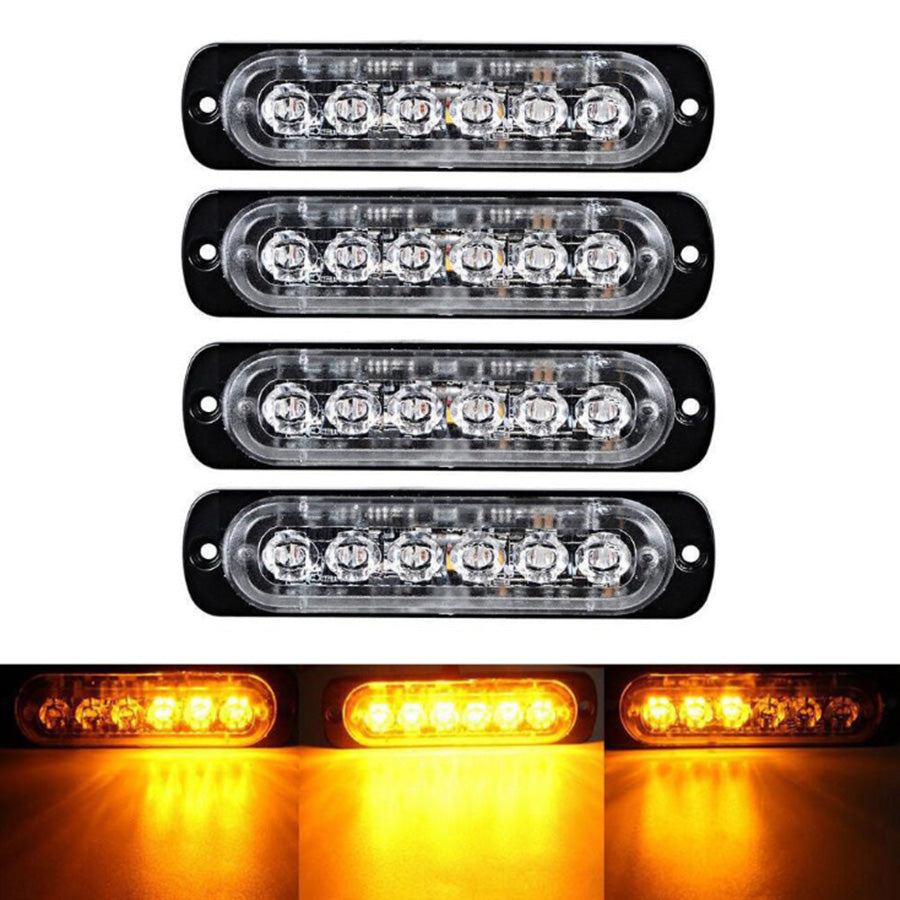 10 Pcs Amber Recovery Strobe 6 LED Lights Orange Grill Breakdown Flashing Beacon