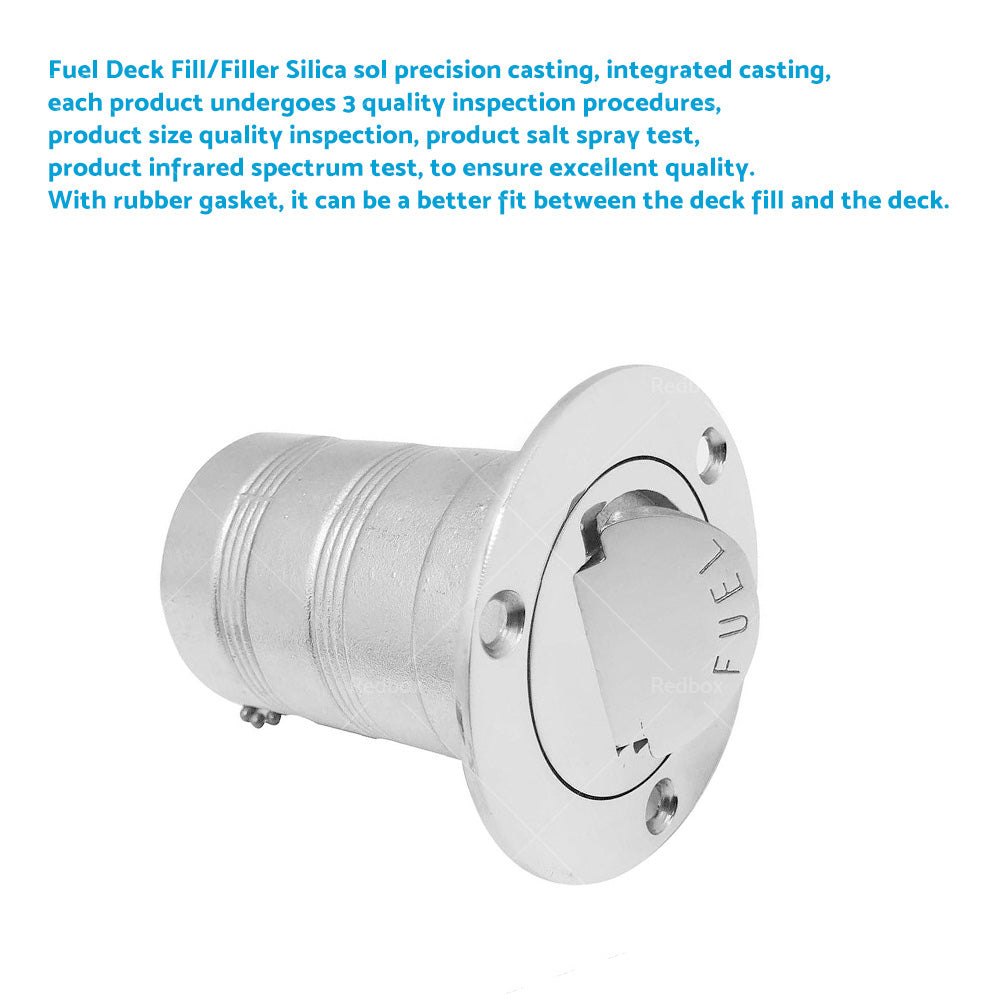 1. 5 inch  Fuel Deck Fill Keyless Polished Fuel Filler Stainless Steel For Marine Boat