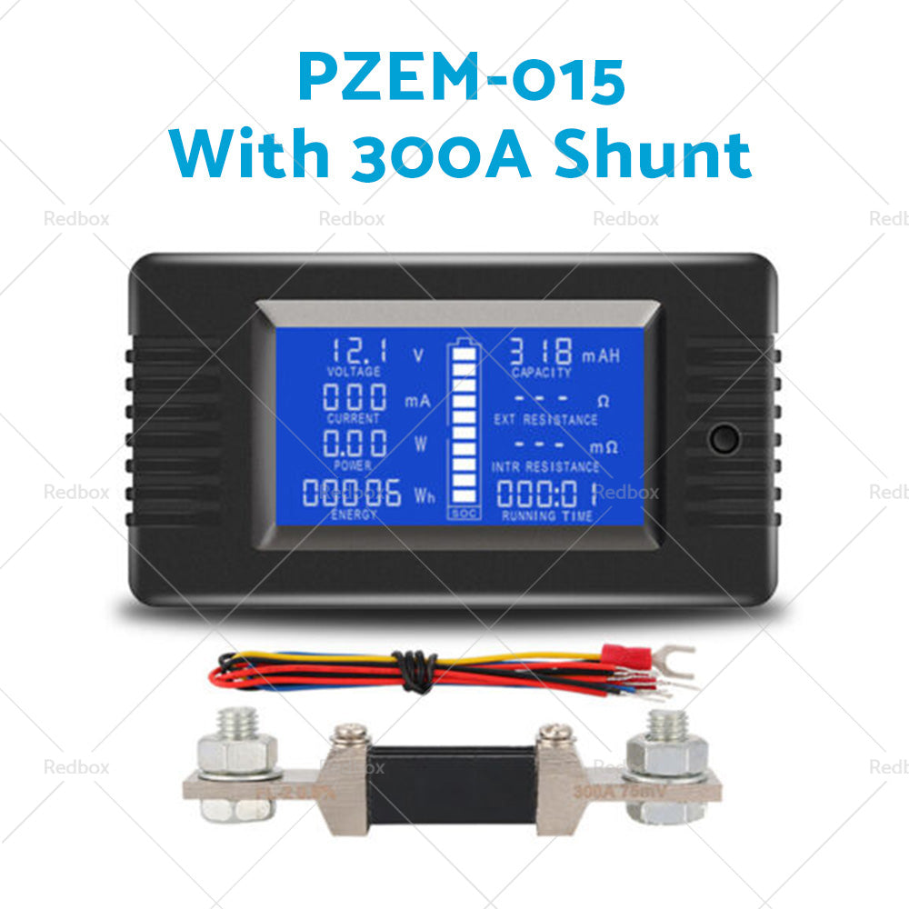 50-300A LCD Display DC Battery Monitor Meter 200V Voltmeter Amp For RV System