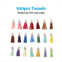 100PCS Key Chain Ring Tassels Pendants Bulk Leather Tassel Crafts Jewelry Making