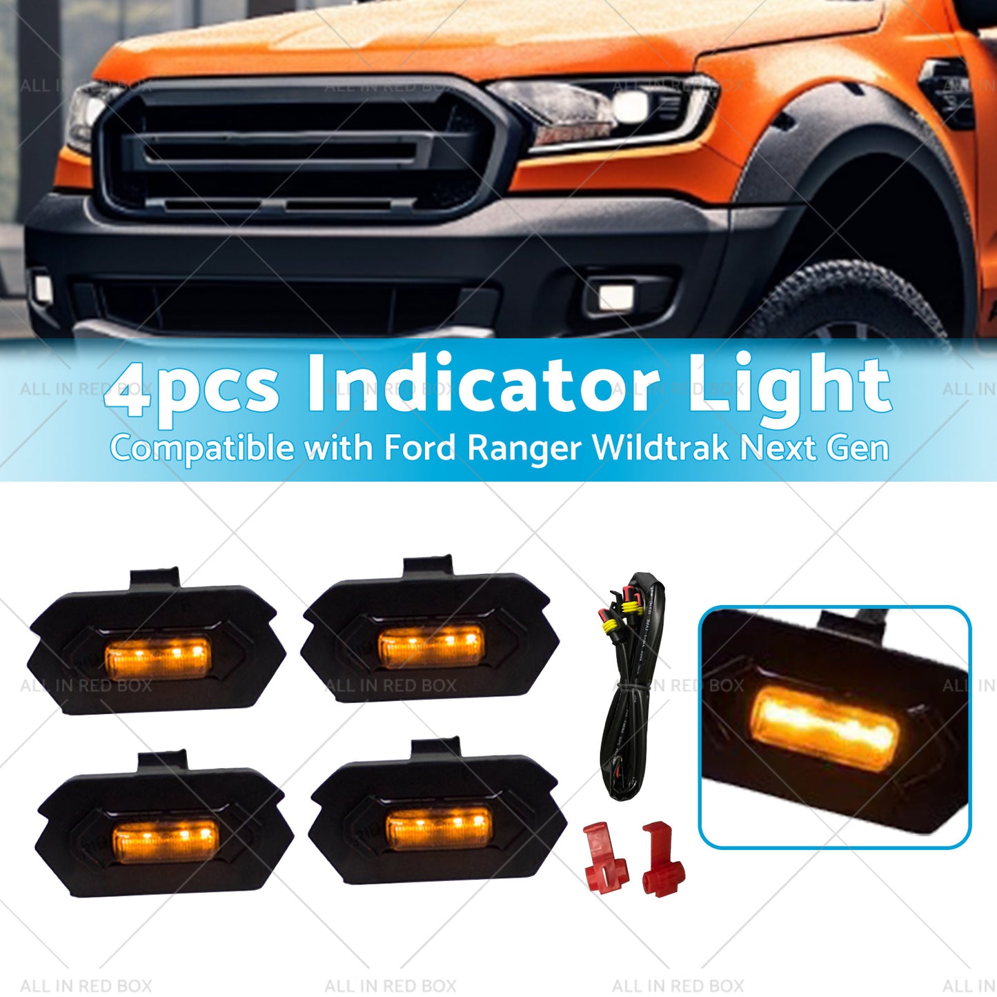 4x Indicator Light Amber Lamp Suitable for Ford Ranger Wildtrak Next Gen 2022-