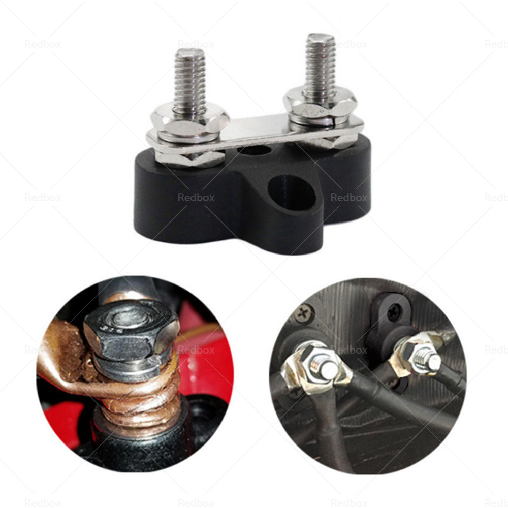 Bus Bar Terminal Block Heavy Duty Dual M6 Power Distribution Stud Black
