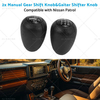 2PCS 5-Speed Push Gear Shift Knob and Transfer Case Konb Suitable for Nissan Patrol