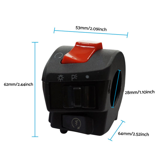 Motorcycle Handle Bar Headlight Control Switch Turn On Off Light Indicator