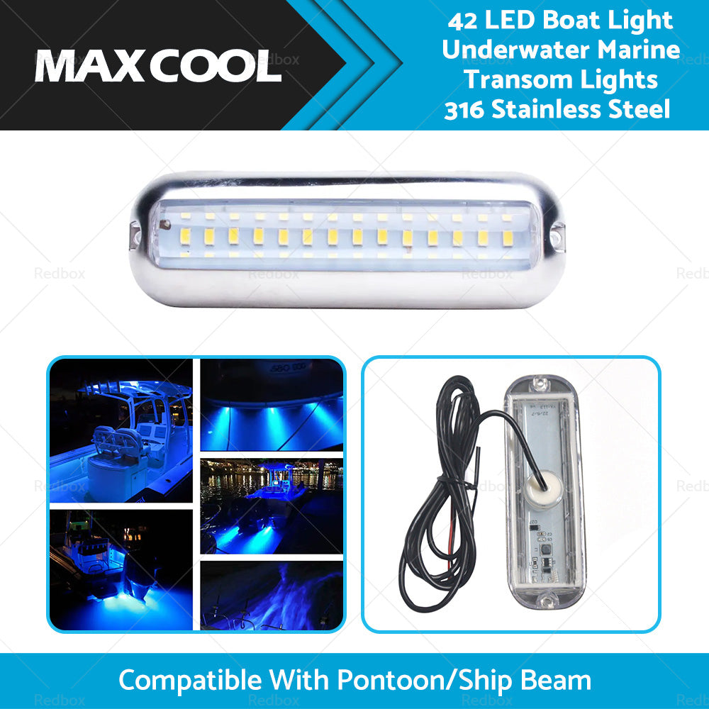 42LED Boat Light Underwater Marine Transom Lights 316 Stainless Steel Pontoon