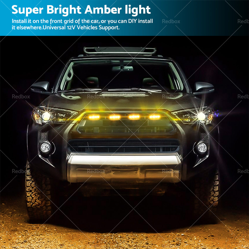 ?4PCS LED Front Grille Lights Amber Lighting Kit Raptor Style For Ford Ranger PX