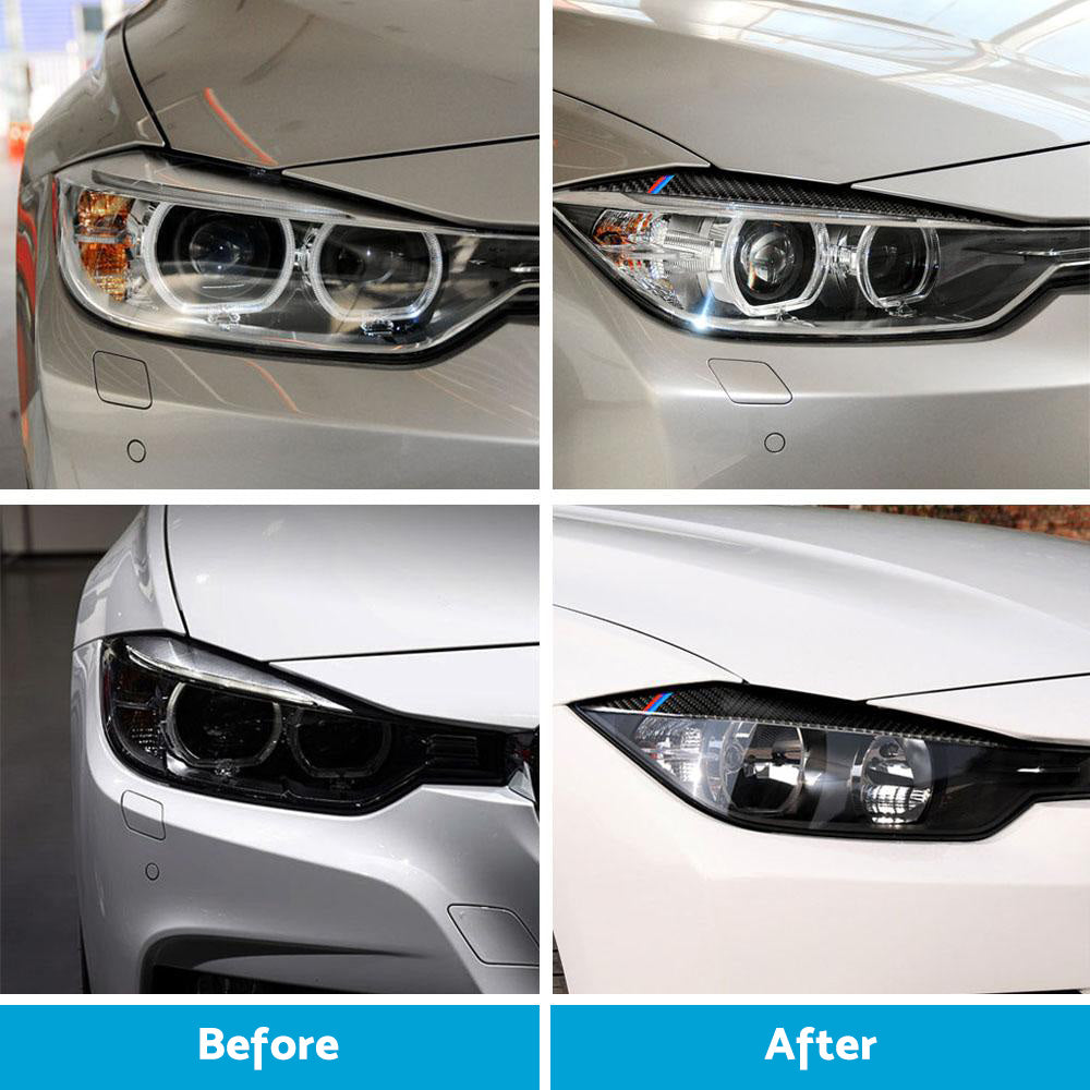 Carbon Fiber Eyelids Eyebrow Headlight Retrofit Accessories for BMW F30 3 Series