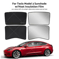 Front Rear Port Sunroof Sun Shades Roof Film Protection for Tesla Model 3 17-21