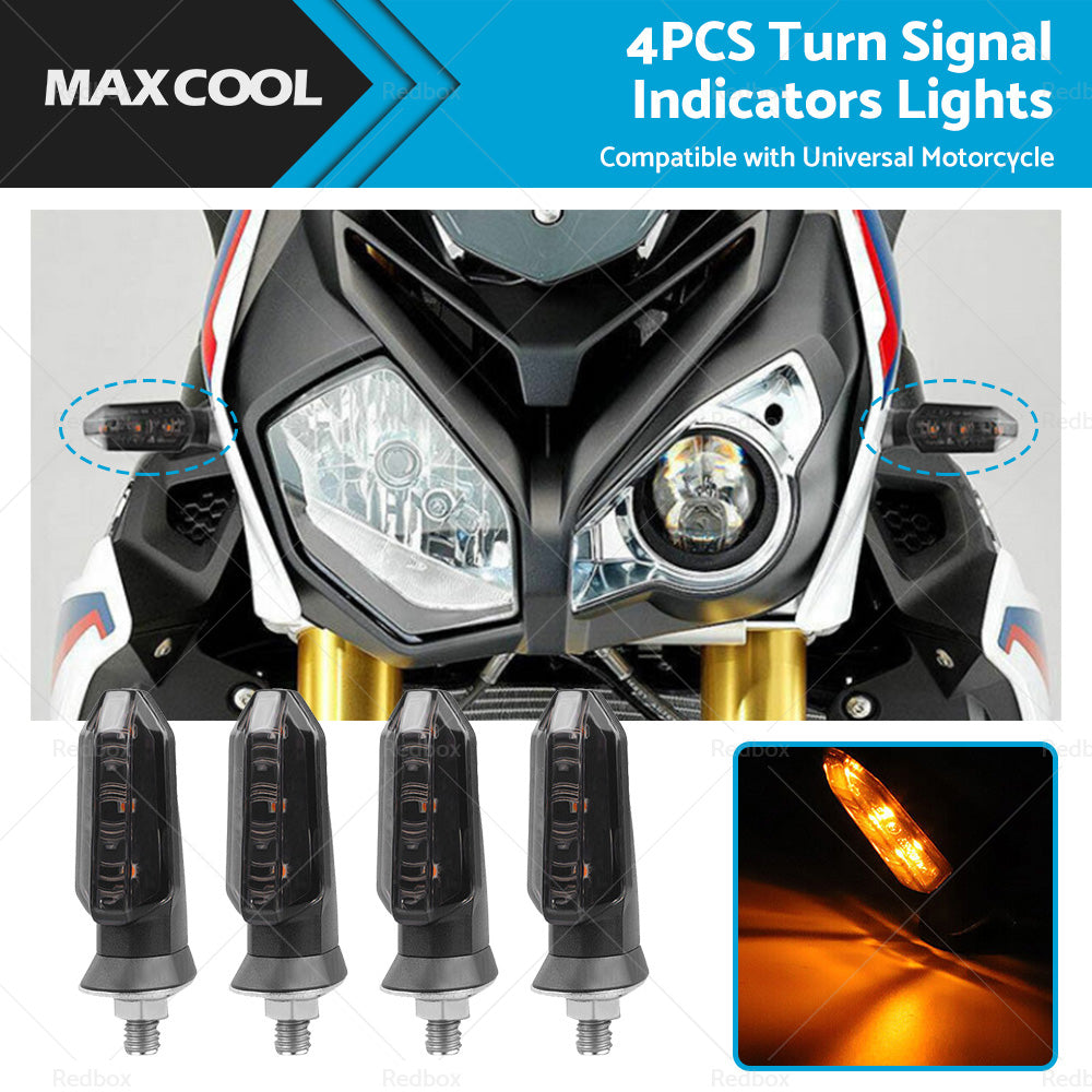 4 x Motorcycle Indicators Bike LED Turn Signal Light Blinkers Amber Universal AU