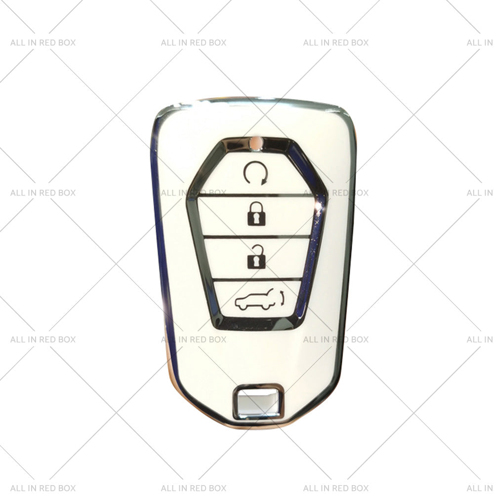 TPU Car Remote Key Fob Cover Suitable for Isuzu D-MAX MU-X MUX 4 Button White