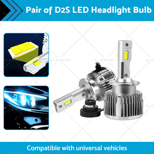 Pair of D2S LED Headlight Bulbs HID Conversion Kit 6000K White Plug  and  Play 90W