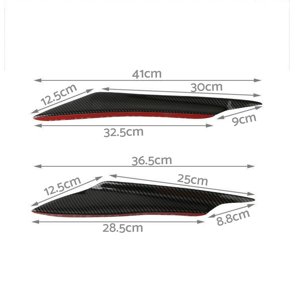 4x Carbon Fiber Bumper Fin Canard Splitter Diffuser Valence Spoiler Lip