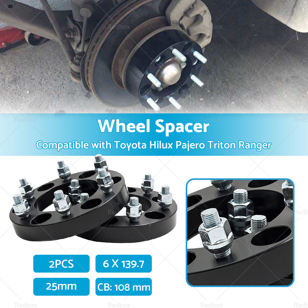 2X Wheel Spacers 25mm 6x139. 7 Suitable For Toyota Hilux Pajero Triton Ranger