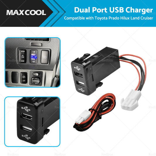 Dual USB Socket Audio Charger Suitable For Toyota Hilux Prado Land Cruiser