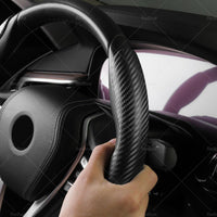 2x Black Carbon Fiber Car Steering Wheel Booster Non-Slip Cover Trim Accessories