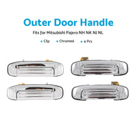 CHROME Set 4 Pcs Outer Door Handle CLIP For Mitsubishi Pajero NH NK NJ NL 91-00