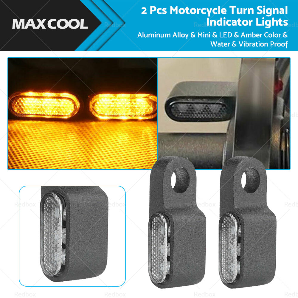 2X Mini LED Motorcycle Turn Signal Indicator Amber Blinker Light Lamp Black 3LED