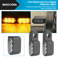 2X Mini LED Motorcycle Turn Signal Indicator Amber Blinker Light Lamp Black 3LED