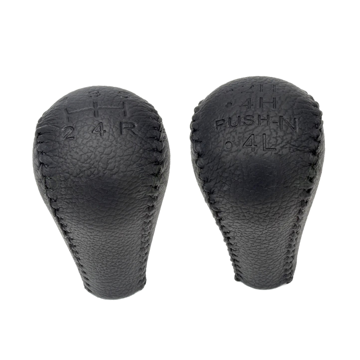 Black 2x Leather Transfer Case and Gear Shift Knobs Suitable for Nissan Patrol GQ GU