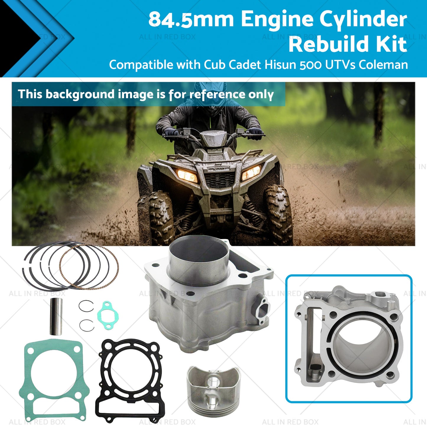 84. 5mm Engine Cylinder Rebuild Kit Suitable for Cub Cadet UTVs Coleman Hisun 500