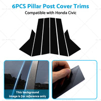 6x Black Pillar Post Cover Trims Suitable for 2022 Honda Civic