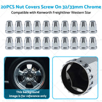 20x Nut Covers Screw Chrome 33mm Suitable for Kenworth Freightliner Western Star