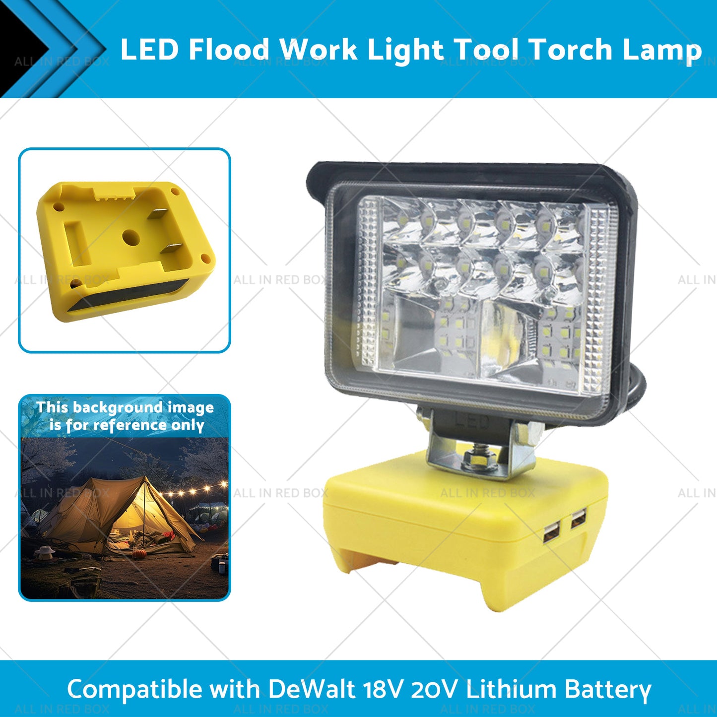 Torch Lamp LED Flood Work Light Tool Suitable for DeWalt 18V 20V Lithium Battery